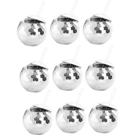Lot de 9 pièces disco boule tasses, 20 oz disco tasses avec pailles et couvercle, réutilisable flash boule gobelet