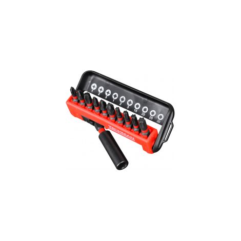 Juego de 10 puntas de impacto + portapuntas Ph1 / Ph2 / Ph3 / Pz1 / Pz2 / Pz3 / T15 / T20 / T25 / T30 / Portapuntas TECHMAN