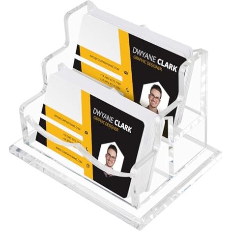 Porte-cartes en acrylique à 2 compartiments pour bureau, réception, exposition (1/5)