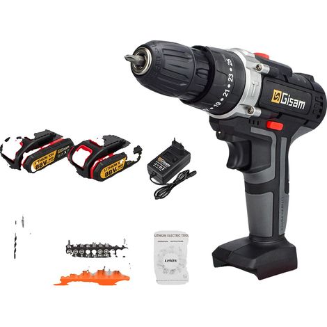 Taladro percutor, alto par motor, batería de larga duración, 2 cajas de cartón con baterías. (1/2)