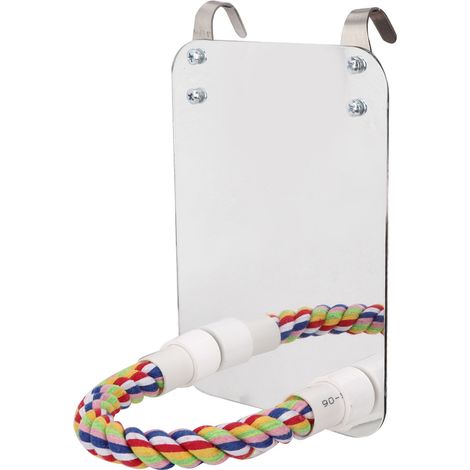 Jeffergarden Ensemble de jouets sur support en corde de coton à mcher pour oiseaux et perroquets, avec miroir en acier inoxydable, type 1 (1/5)