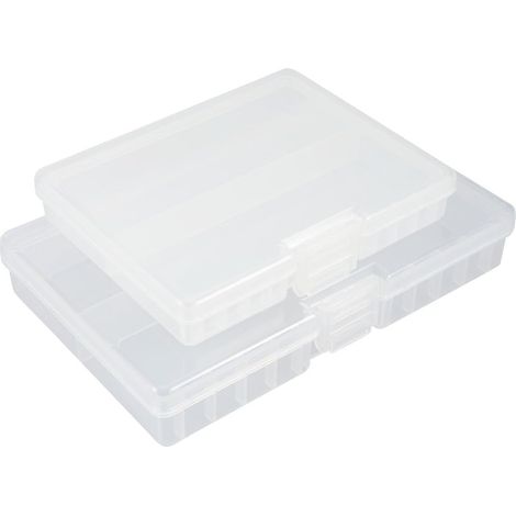 sourcing map 2pcs Boîte de rangement portable en plastique rigide transparent pour piles AAA