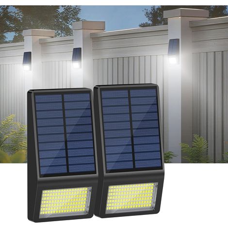 ZUMOLIR Lampe Solaire Extérieur, 199 LED Applique Murale Exterieur Solaire avec Détecteur Mouvement 160° Eclairage Étanche Lumiere Lampe Solaire pour Jardin Garage, Blanc Froid (2) [Classe énergétique (1/5)