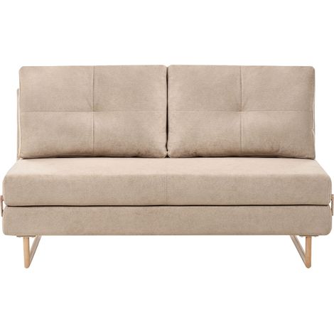 Sofa Bed 3 Seater JERSLEV Fabric Light Brown (1/5)