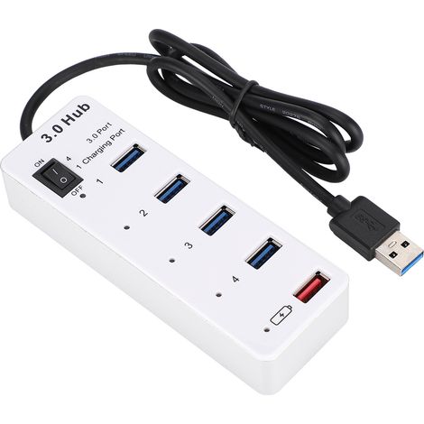 BYL-3011 4-Port High-Speed USB 3.0 Hub, USB-Ladeschnittstelle, Weiß, Computerzubehör (1/5)