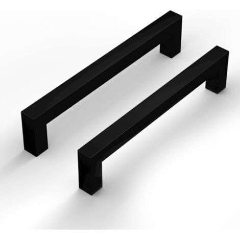 Set mit 2 Küchenschrankgriffen, schwarze Schrankgriffe, 128 mm Lochabstand, Küchengriffe, schwarze Griffe, Möbel, Schubladengriffe aus Edelstahl (1/5)