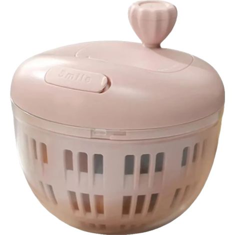 Centrifugadora de ensalada, funcionamiento manual, diseño multifuncional, color rosa. (1/2)