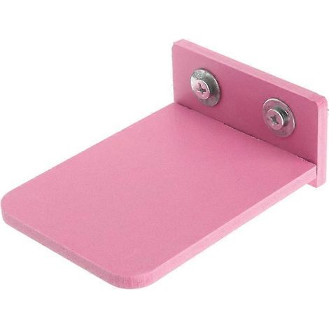 Plateforme en bois rectangulaire pour hamster, perchoir en forme d'étagère, planche pour écureuil, lapin - Taille L, rose.