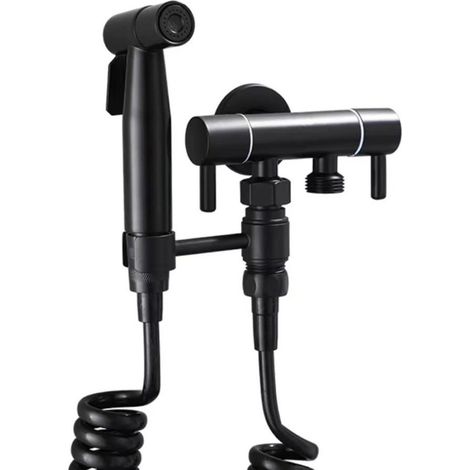 Douchette de bidet portable pour toilettes, vanne à double commande 1 entrée/2 sorties, support de bidet pour lave-linge et toilettes. (1/5)