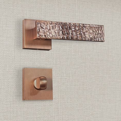 Poignée de porte design à condamnation finition aspect bronze brossé Bruna - KATCHMEE (1/4)
