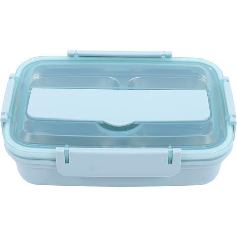 Lunchbox aus Edelstahl 304 mit 4 Fächern, ideal für Schule und Büro (blau). (1/5)