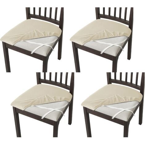 Housse de chaise élastique, housse de chaise haute extensible, housse de chaise haute enfant - beige - ensemble de quatre pièces (1/4)