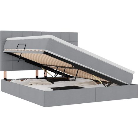 Maison Exclusive - Aufbewahrungsbett mit Matratze Hellgrau 180 x