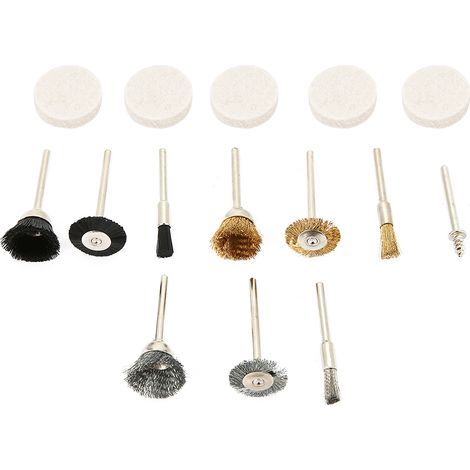 Set mit 15 Drahtbürsten für Schleifmaschinen oder Bohrmaschinen – Zubehör zum Polieren, Entlacken und Entfetten (1/5)