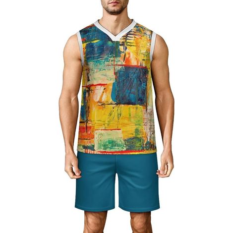 Men's Basketball Jersey Set  2-Piece Basketball Tank Top and Shorts, Breathable Sportswear for Fitness, Men's Basketball Tracksuit (1/5)