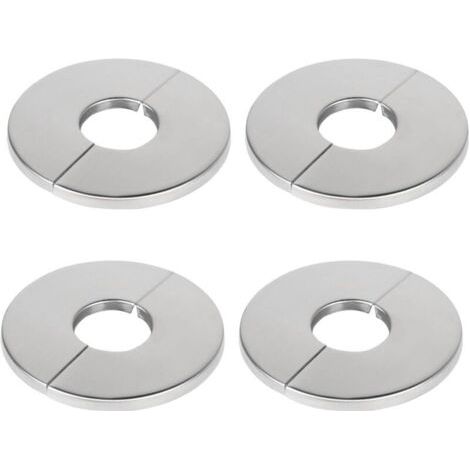 royaluxe-– Lot de 4 rosaces en acier inoxydable chromé – Cache tuyau radiateur 24mm – Installation facile avec bande adhésive – Pour robinets et conduites de chauffage