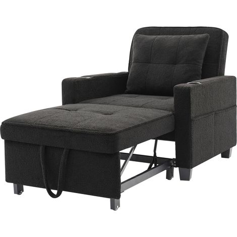Canapé-lit 3-en-1 avec porte-gobelets et port USB, fauteuil convertible pour petits espaces (1/5)