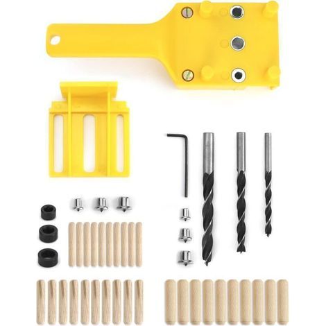 44 Pièces Gabarit De Percage Tourillon, Guide De Percage Avec Butée Parallèle, Kit De Gabarit De Goujonnage, 6mm / 8mm / 10mm (1/5)