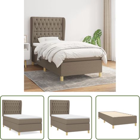 The Living Store Boxspringbett mit Matratze Taupe 90x200 cm Stoff - Boxspringbett - Doppelbett - Bettenrahmen - Lattenrost - Matratze (1/5)