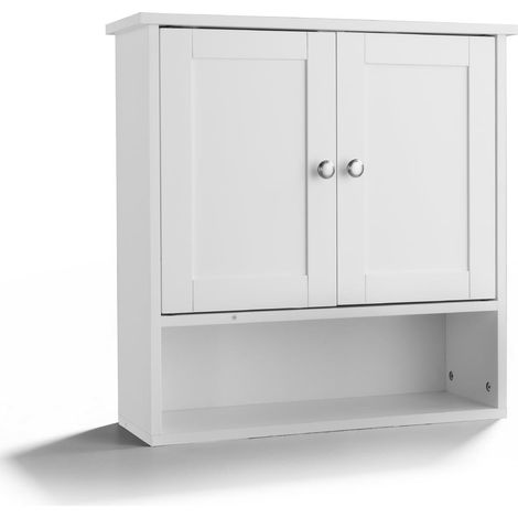 Hängeschrank mit 1 Tür, verstellbarem Einlegeboden, 60x20x60 cm, Weiß (1/5)