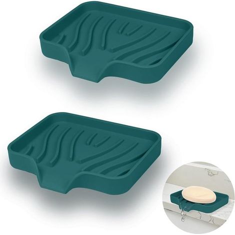 Seifenablage 2er-Pack Silikon-Seifenschale Seifenablage Badezimmer-Seifenschale Mit Abflusslöchern Abgewinkelter Seifenhalter Rutschfeste für und 12 (1/5)