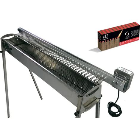 Barbecue portable charbon 40 brochettes – TRS40 – Acier AISI 316 – Système de rotation automatique – Dimensions 125 x 25 x 100 cm