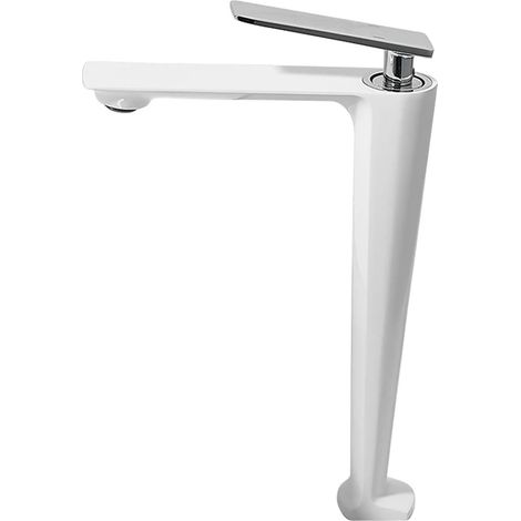 Robinet de cuisine Robinet de lavabo noir/blanc, robinet de salle de bains contemporain, pont de robinet chaud et froid à poignée en laiton peint à trou(White Tall) (1/5)