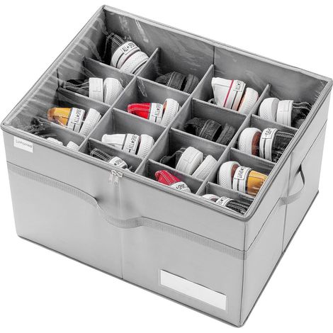Organiseur de chaussures, peut contenir 16 paires, boîtes de rangement transparentes (1/5)