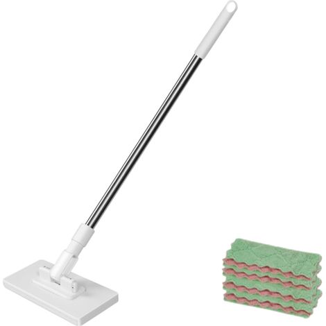 Balai Serpillère avec Système de Serrage à Pression,Démontage et Fixation Faciles en Un Clic,Rotation à 360 Degrés avec 4 Chiffons de Nettoyage,pour Nettoyage des Sols(100168.5cm) (1/5)