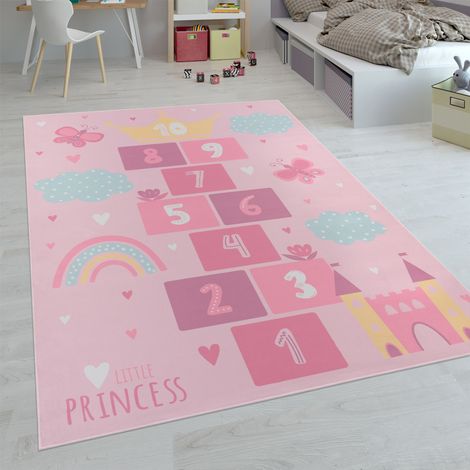 Paco Home Tapis Enfant, Tapis Poils Ras Chambre Enfant Différents Designs Tapis Jeu Coloré 240x340 cm, Pink 4 (1/5)