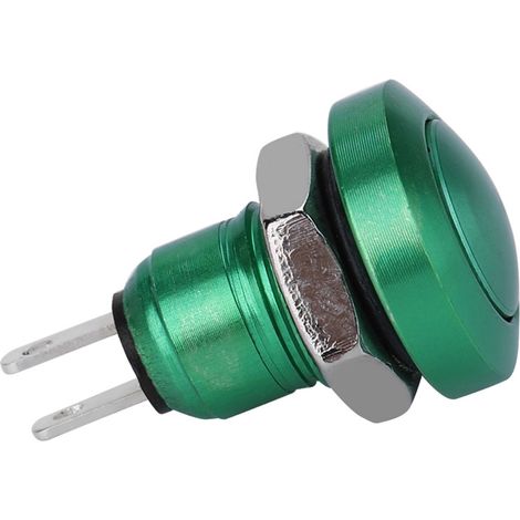 Interrupteur à bouton-poussoir étanche à réarmement automatique 1A 24V, ultra-petit, non éclairé, non autobloquant, de 8 mm, en alliage zinc-aluminium (vert). (1/5)