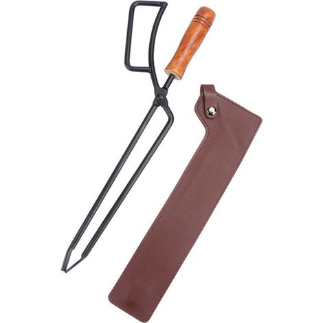 Pince à charbon de bois avec étui, pince à griller multifonctionnelle en métal, pince à griller ergonomique en carbone avec manche long, adaptée aux pinces d'intérieur et d'extérieur 1pc (1/4)