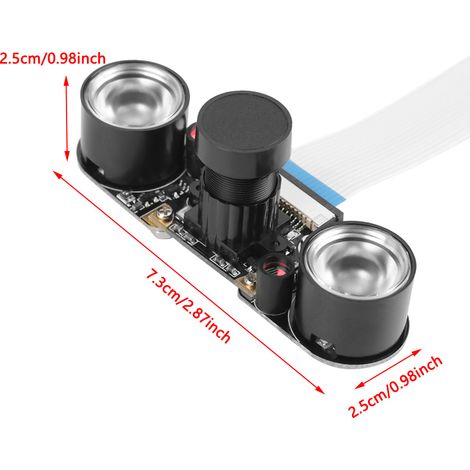 1 module caméra 5MP avec éclairage LED de vision nocturne à 72° pour Raspberry Pi B 3/2 (1/5)