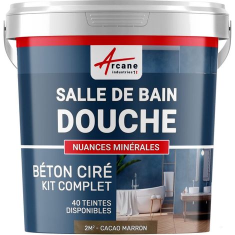 BETON CIRÉ: Kit BETONBESCHICHTUNG | KUNSTHARZ-BETON Badezimmer begehbare Dusche - Wasserdichte Beschichtung - Kakao-Braun - 2 m²-Kit (2 Schichten)