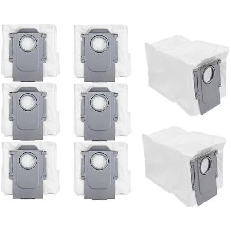 Lot de 8 sacs à poussière compatibles avec les aspirateurs robots Roborock S8 Maxv Ultra/P10 A7400RR/QRevo Pro/QRevo Plus