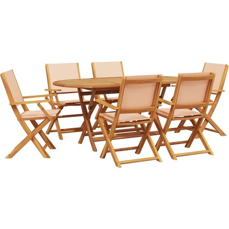 Maison Exclusive - Set Pranzo da Giardino 7 pz Beige in Tessuto e Legno Massello
