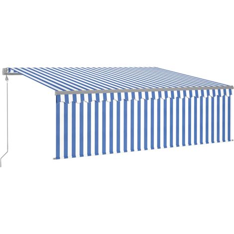 Maison Exclusive - Tenda Sole Retrattile Automatica con Parasole 4x3m Blu Bianco