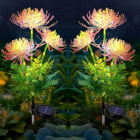 2er-Pack Solar-Gartenleuchten für den Außenbereich, Dekorative Solar-Gartenleuchten, Wasserdichte LED-Solar-Blumenleuchten für Rasen, Terrasse, Blumenbeet, Gartendekoration [Energieklasse A+++] (1/5)
