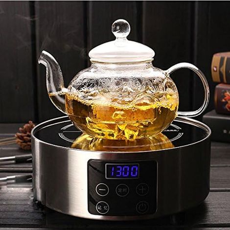 Théière en verre borosilicate, avec infuseur à thé, théière ou cafetière en verre résistant à la chaleur, peut être utilisée sur la gazinière (1/5)