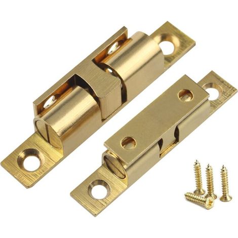 Laiton Double Loqueteau à Billes 70mm Rouleau Loquetaux Fermeture pour Placard Meubles Porte Armoire Loquet Serrure de Portiere (10Pcs)-