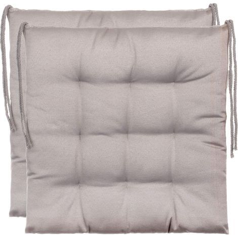 Set of 2 garden chair cushions/garden seat cushions made of polyester – color grey