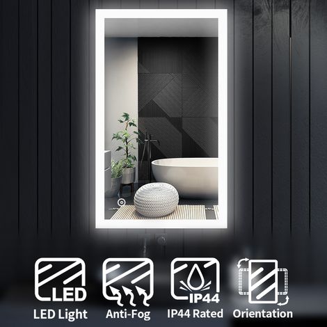 ELEGANT 4mm Copper-Free Silver Mirror Horizontal Vertical Bathroom Mirror 1000x600mm with Aluminium Alloy Framed and Demister