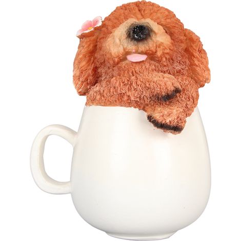 Figurine chien Teacup 6,1 pouces de haut, statue résine sculptée avec détails riches, décoration café bar maison, collection. (1/5)