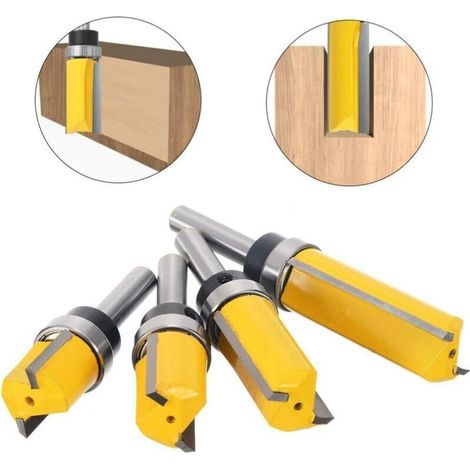 Set di 4 frese per rifinitura con gambo da 6 mm, frese per rifinitura a filo, frese per legno, utensili da taglio, 12 mm, 20 mm, 25 mm, 38 mm (1/5)