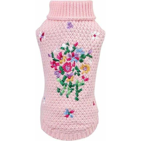 Pull pour chien avec broderie florale (rose, XL)-Fei Yu