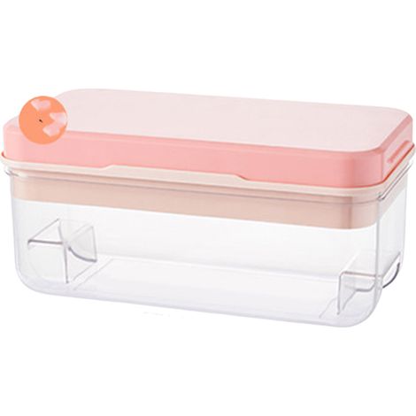 Bacs à glaçon avec couvercle,Moule à Glaçons de 64 Grilles- Sans BPA,bacs à glaçons carrés faciles à retirer en une Seconde(Rose,2 niveaux) (1/5)