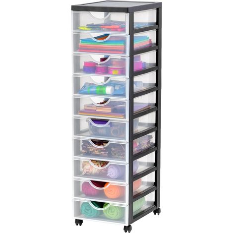 Tour de rangement/Tour avec 10 tiroirs, 7 L, Adapté, Sûr, Maison, Bureau - DDD-010 - Noir