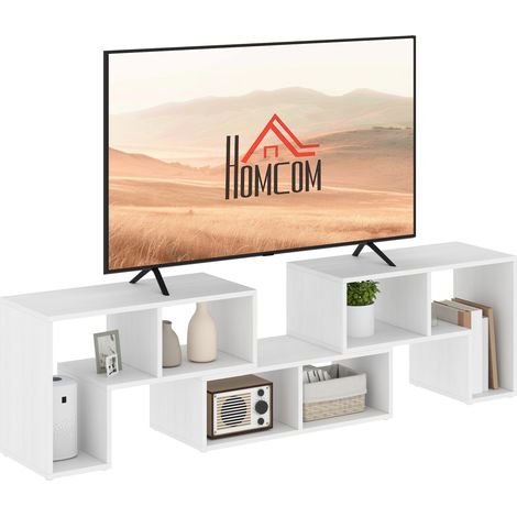 Stylish Three-Block Modular TV Stand in White Wood Finish for Modern Living Rooms