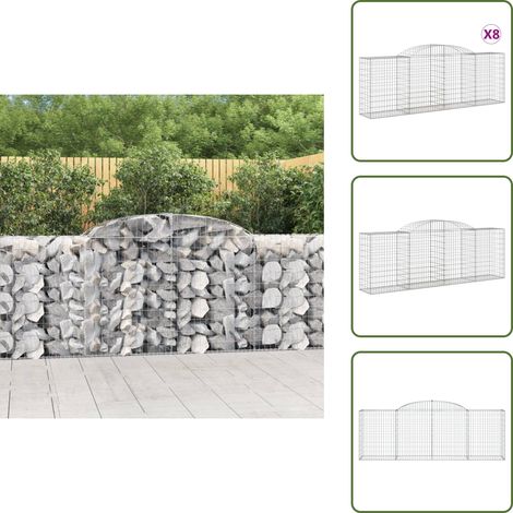 Gabionen mit Hochbogen 8 Stk. 300x50x100/120cm Verzinktes Eisen - Gabionen - Gabionenkorb - Gartendeko - Zaun - Sichtschutz (1/5)