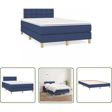 The Living Store Boxspringbett mit Matratze Blau 120x190 cm Stoff - Boxspringbett - Doppelbett - Schlafraum - Blau - Bettauflage (1/5)